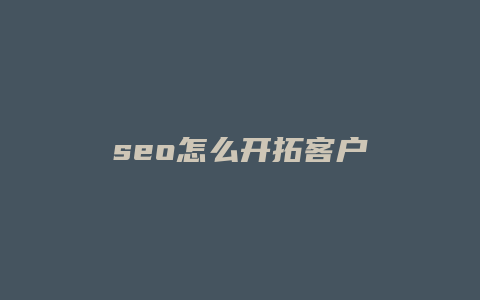 seo怎么开拓客户