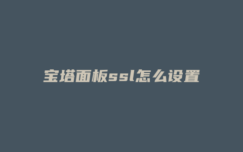 宝塔面板ssl怎么设置