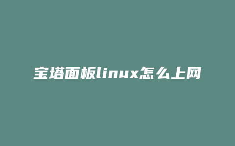 宝塔面板linux怎么上网