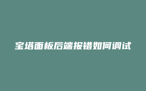 宝塔面板后端报错如何调试