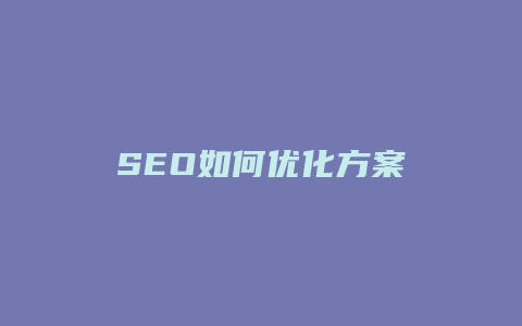 SEO如何优化方案