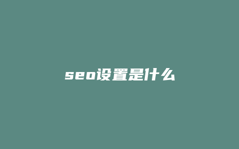 seo设置是什么