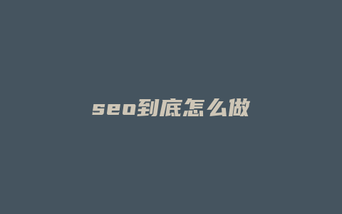 seo到底怎么做