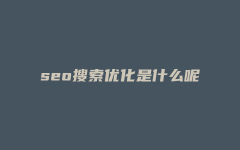 seo搜索优化是什么呢