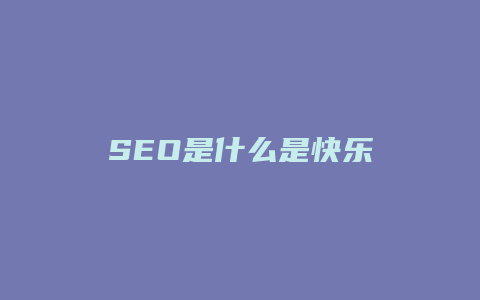 SEO是什么是快乐