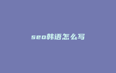 seo韩语怎么写