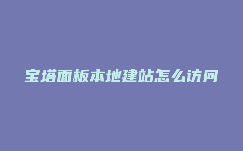 宝塔面板本地建站怎么访问