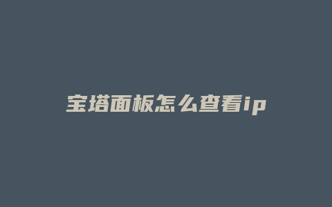 宝塔面板怎么查看ip