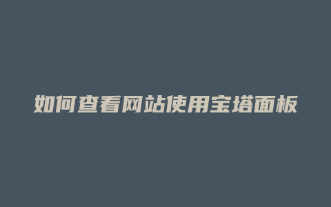 如何查看网站使用宝塔面板