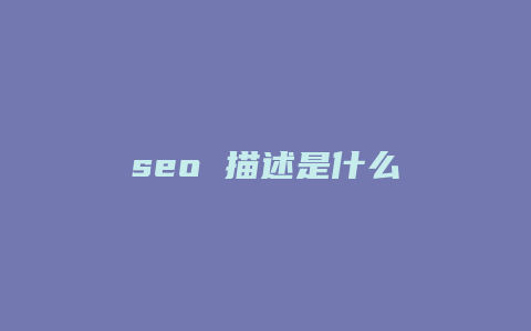 seo 描述是什么