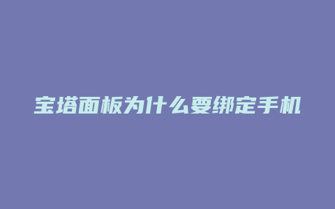 宝塔面板为什么要绑定手机