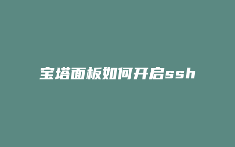 宝塔面板如何开启ssh