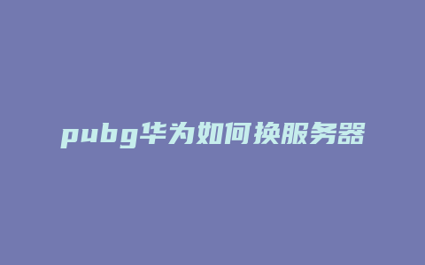 pubg华为如何换服务器