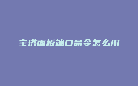 宝塔面板端口命令怎么用