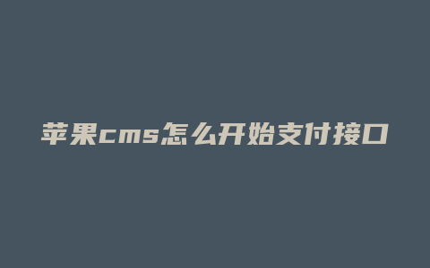 苹果cms怎么开始支付接口