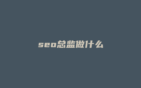 seo总监做什么