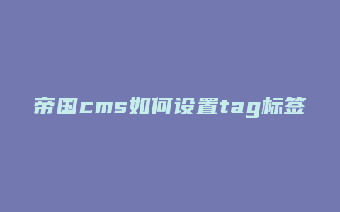 帝国cms如何设置tag标签