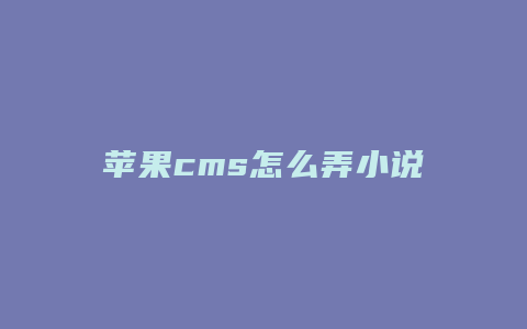 苹果cms怎么弄小说