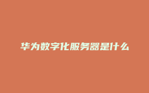 华为数字化服务器是什么