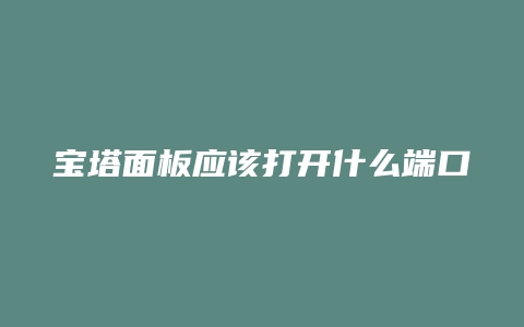 宝塔面板应该打开什么端口