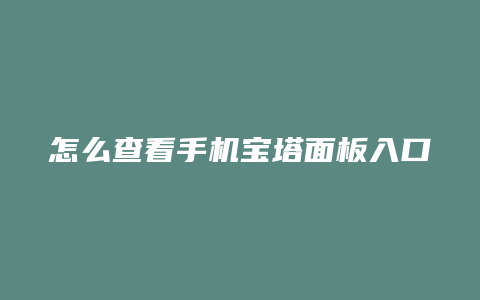 怎么查看手机宝塔面板入口