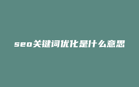 seo关键词优化是什么意思