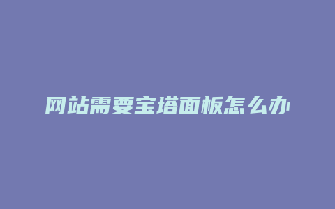 网站需要宝塔面板怎么办