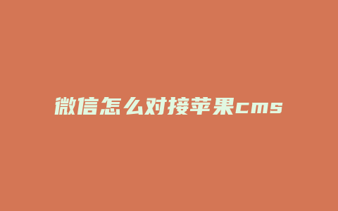 微信怎么对接苹果cms