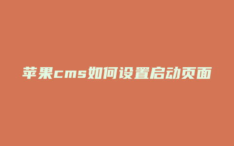 苹果cms如何设置启动页面