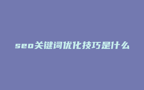 seo关键词优化技巧是什么