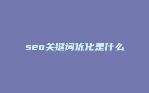 seo关键词优化是什么