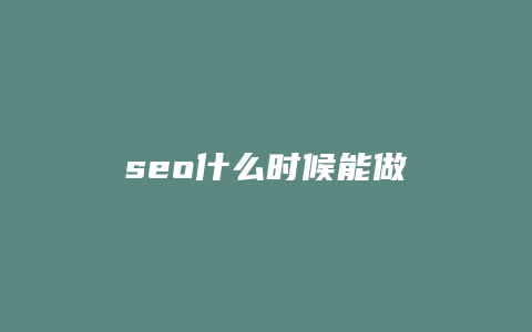 seo什么时候能做