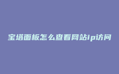 宝塔面板怎么查看网站ip访问