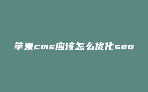 苹果cms应该怎么优化seo