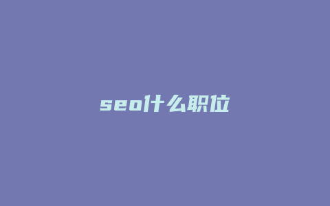 seo什么职位