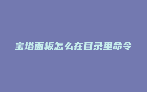 宝塔面板怎么在目录里命令