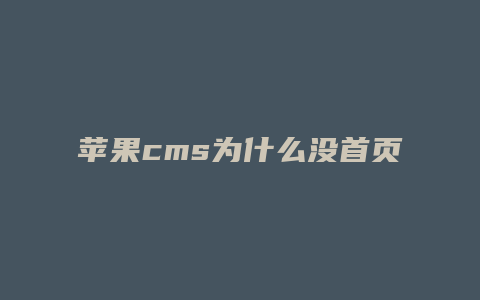 苹果cms为什么没首页