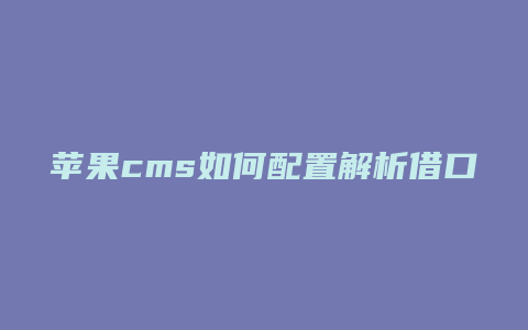 苹果cms如何配置解析借口