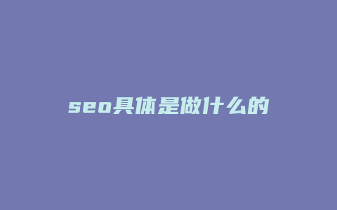 seo具体是做什么的