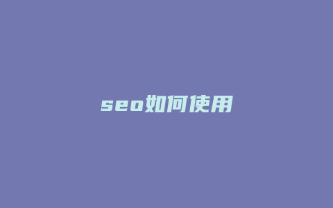 seo如何使用