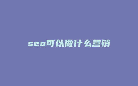 seo可以做什么营销