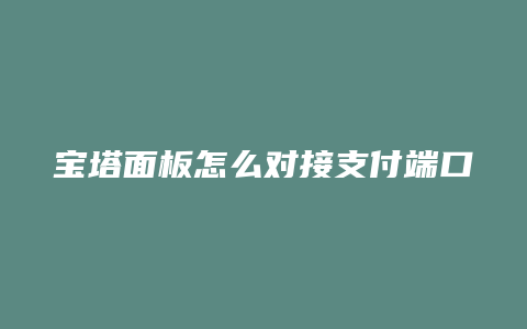 宝塔面板怎么对接支付端口