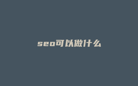 seo可以做什么