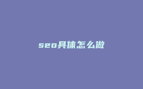 seo具体怎么做