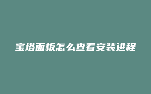 宝塔面板怎么查看安装进程