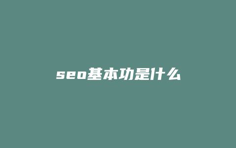 seo基本功是什么