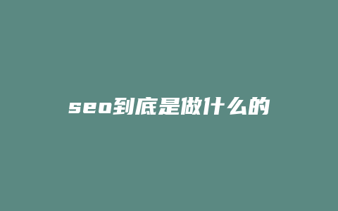 seo到底是做什么的