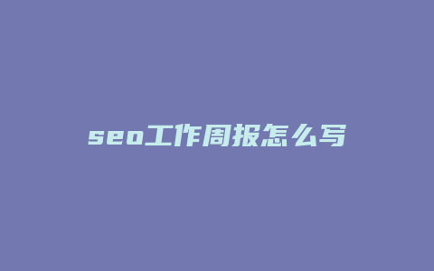 seo工作周报怎么写