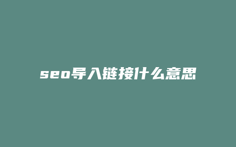 seo导入链接什么意思