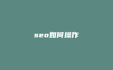 seo如何操作